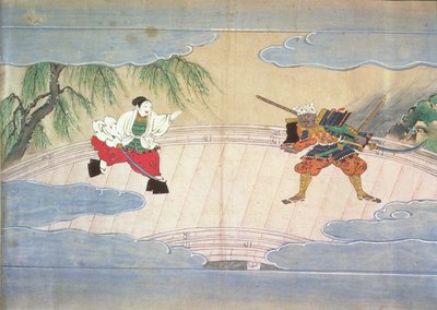 The Tale of Musashibo Benkei (inkoust, pigment, stříbro a zlato na papíře) od Mitsuhiro after Tosa